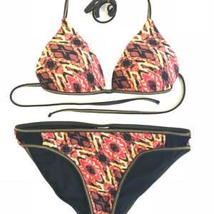 Xhilaration Red Black Pattern Bikini Two Piece