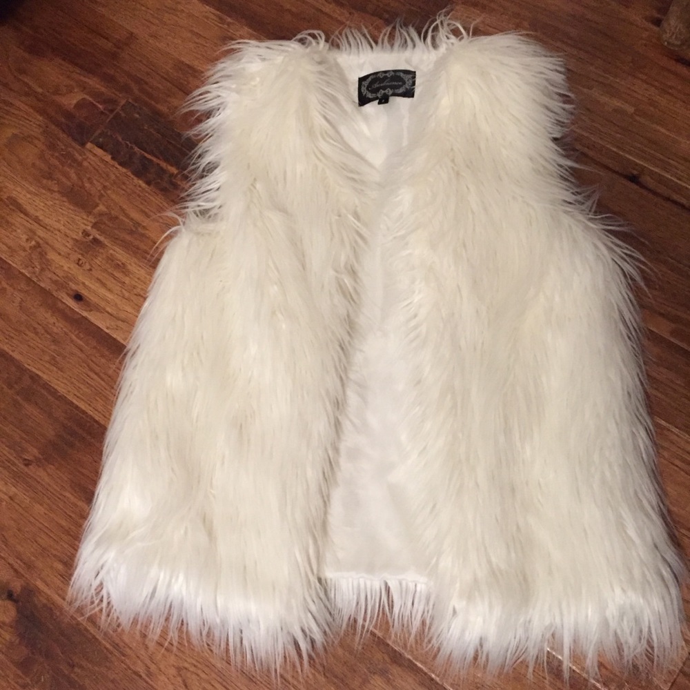 White Faux Fur Vest