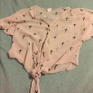 Sheer, cross shirt