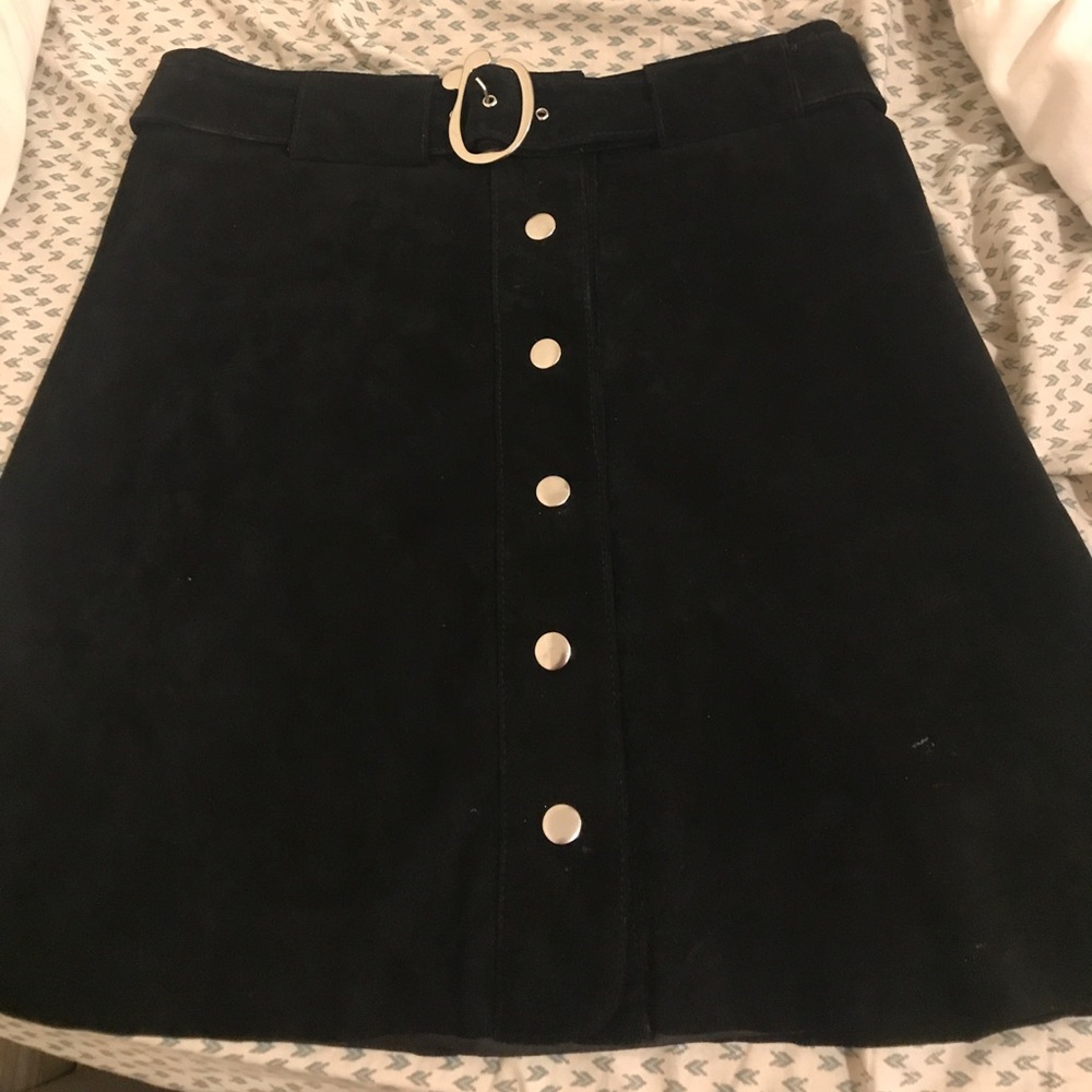 black suede skirt with buttons