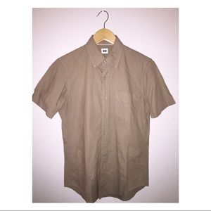 UNIQLO S/S Oxford Shirt, Mid/Dark Khaki (XS)