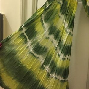 TIE DYE green/yellow scarf - perfect accessory!