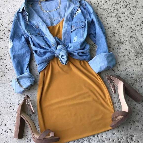 MUSTARD CAMI DRESS - Picture 2 of 3