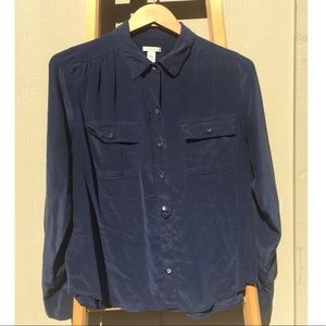 JCrew- silk navy two pocket blouse