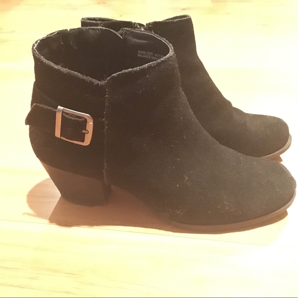 GH Bass Black Suede Ceri Ankle Boots