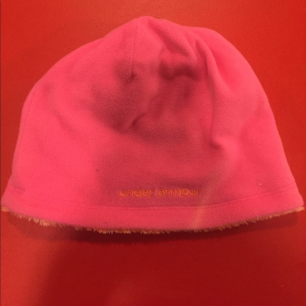 Pink under armour beanie