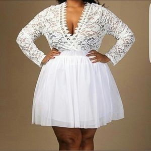 White Lace and Tulle Dress