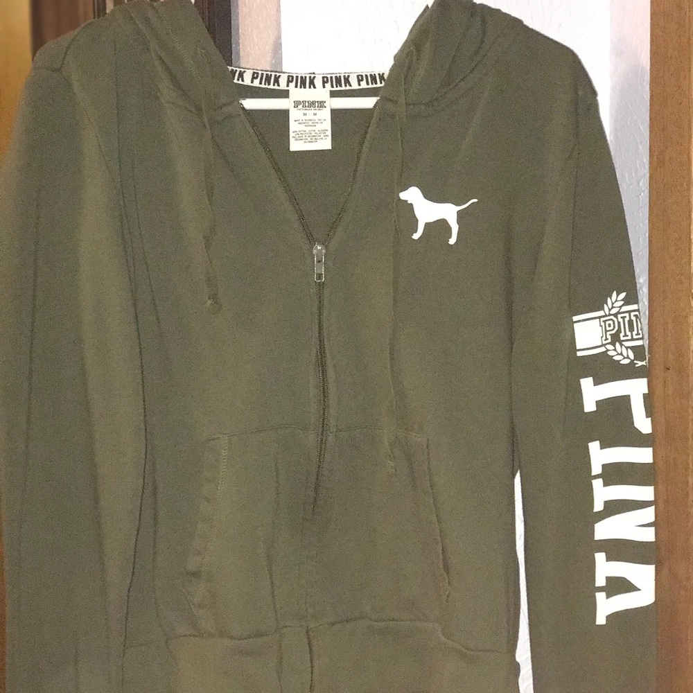 Olive green PINK sweatshirt