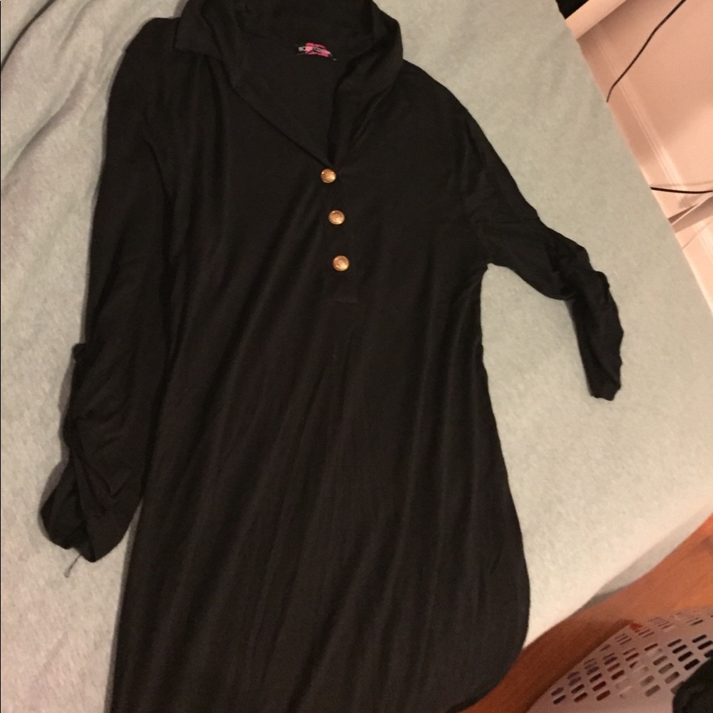 Black 3/4 length long shirt/dress