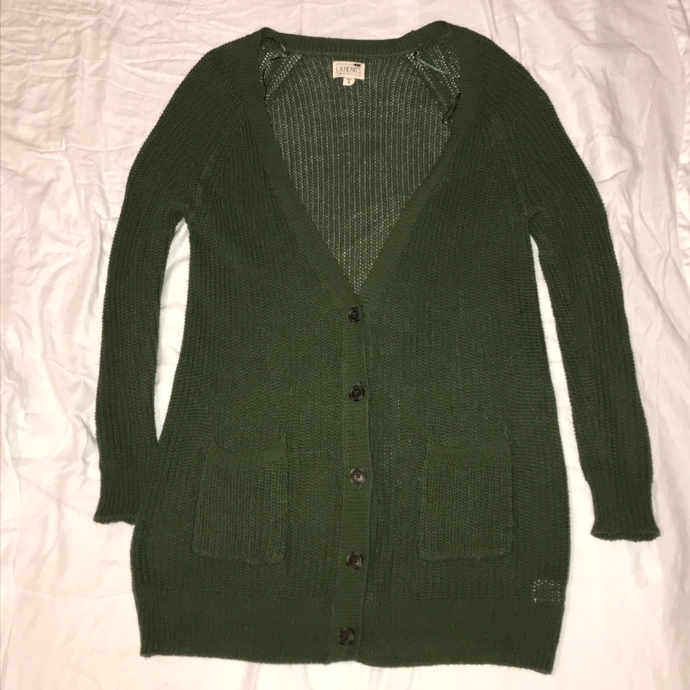 Oversized LA Hearts Green Cardigan🌲