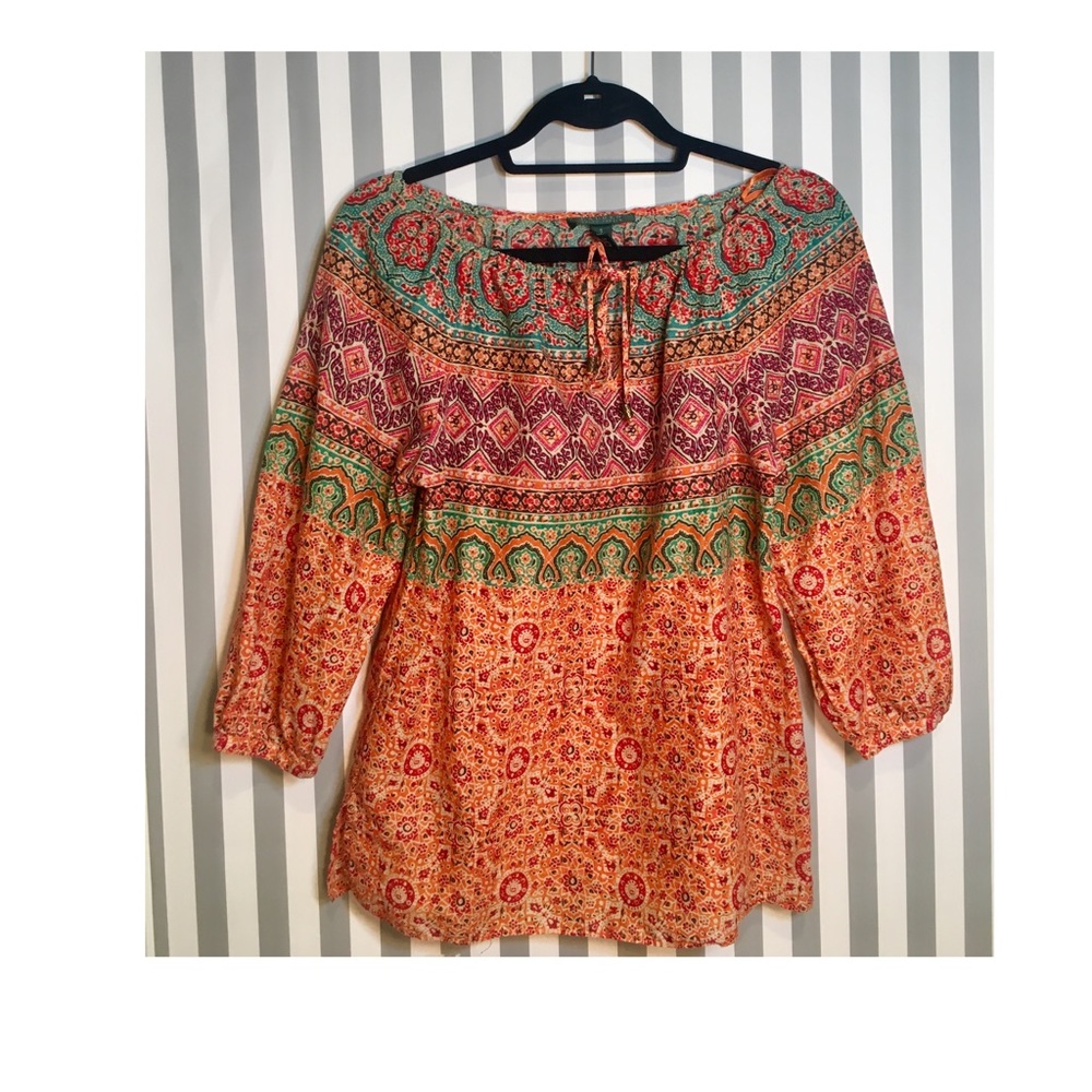 LAUREN Ralph Lauren 3/4 sleeve drawstring cotton