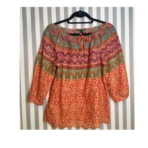 LAUREN Ralph Lauren 3/4 sleeve drawstring cotton