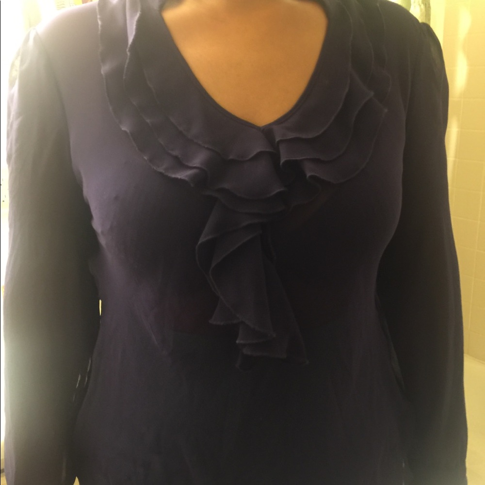 Dark purple sheer blouse& white buy get 1 free