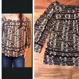 Lucky black/white 3/4 length blouse