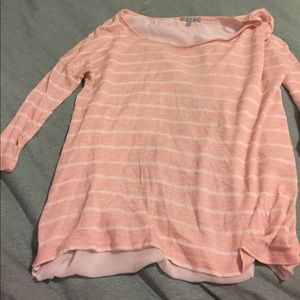 Light pink, striped, 3/4 length sleeve shirt