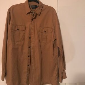 Polo Button Down with suede elbows