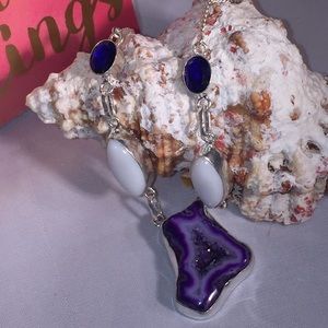 Agate Druzy & Quartz Necklace – Purple WI-17724