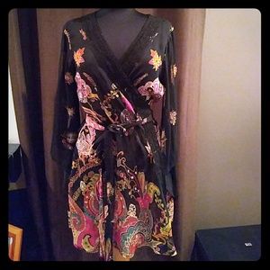 Black, floral. Sheer robe or beach cover up