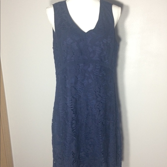 Lark & Roe Navy Blue Lace Dress Size 14 - Picture 3 of 6