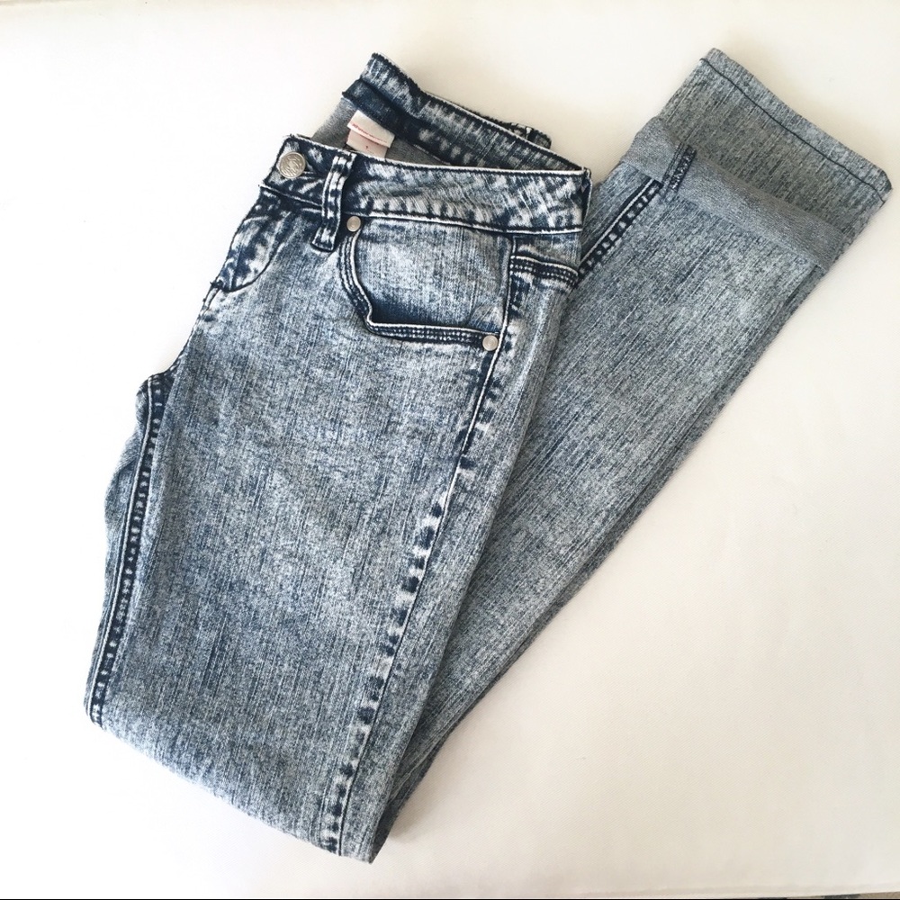 Skinny dark blue acid ash skinny jeans