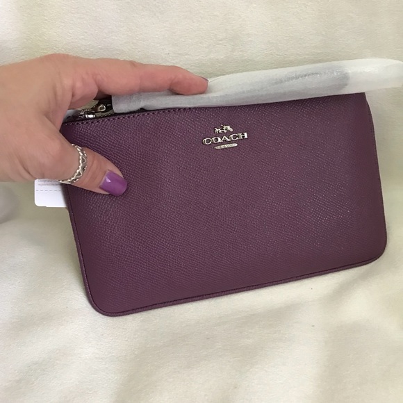 Coach Purple Crossgrain Leather Clutch - Picture 2 of 8
