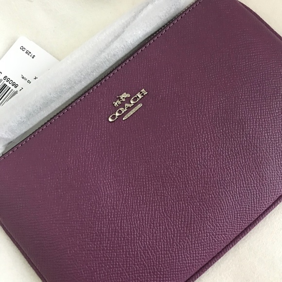 Coach Purple Crossgrain Leather Clutch - Picture 4 of 8