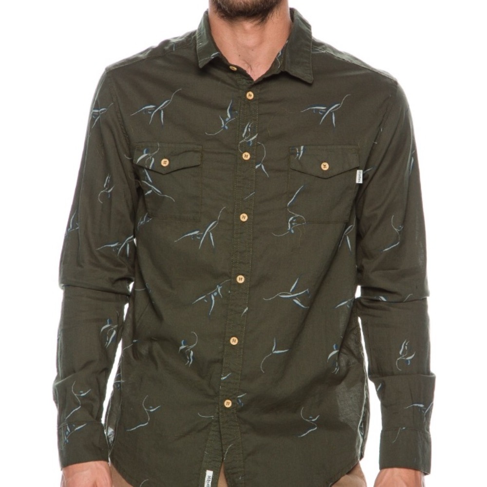 Rhythm Men's Blue Gum Ls Shirt Long Sleeve - Picture 1 of 6