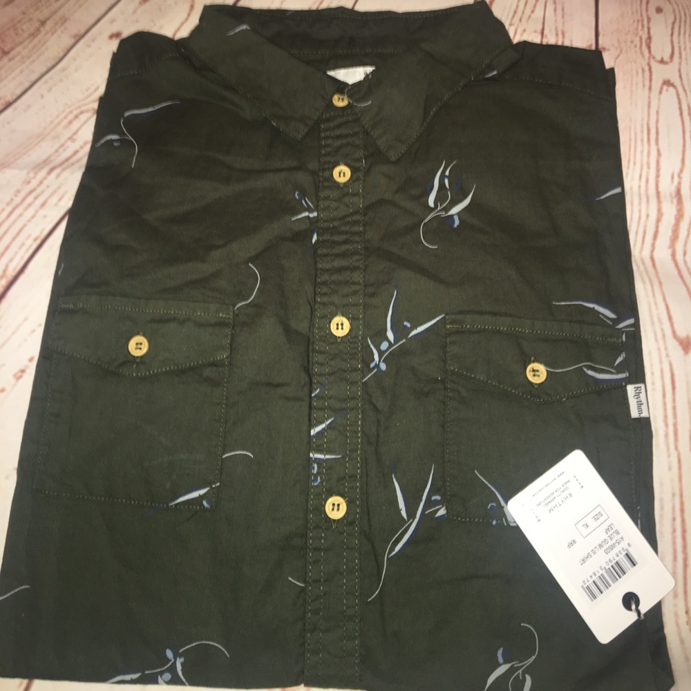 Rhythm Men's Blue Gum Ls Shirt Long Sleeve - Picture 5 of 6