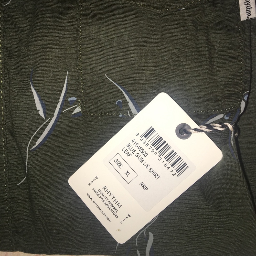 Rhythm Men's Blue Gum Ls Shirt Long Sleeve - Picture 6 of 6