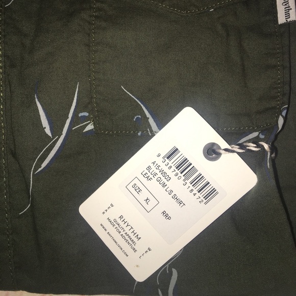 Rhythm Men's Blue Gum Ls Shirt Long Sleeve - Picture 6 of 6