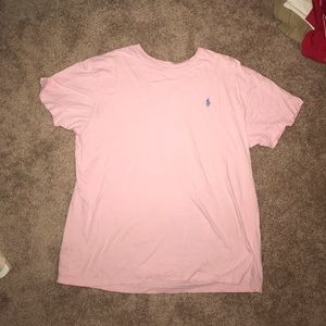 Pink Polo t shirt with blue logo