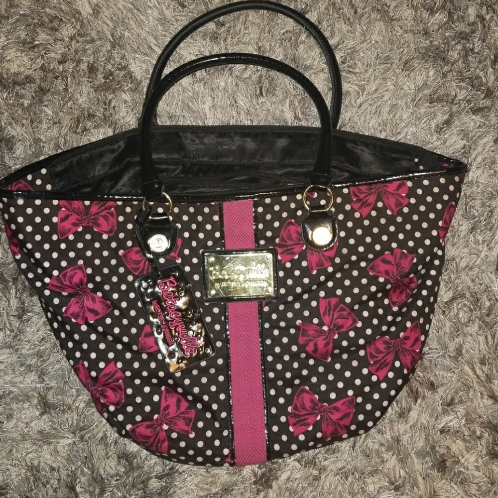 Betsey Johnson Betseyville polka dot and bow tote