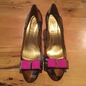 J. Crew Silk Abstract Floral Heels