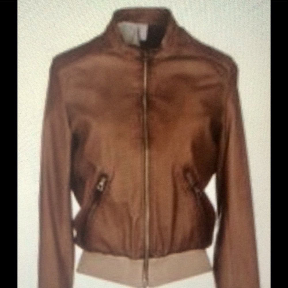 Delan Caramel Leather Bomber
