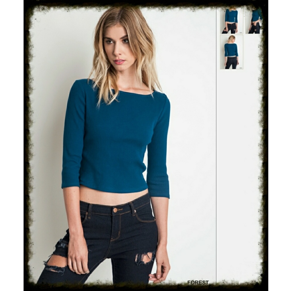 🌟🌟NWT 3/4 Sleeve Ribbed Boat Neck Crop Top