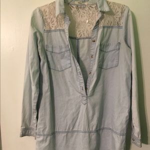 Denim long shirt!