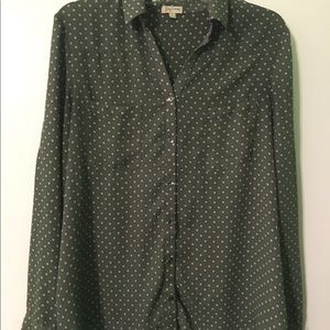 Olive green button down
