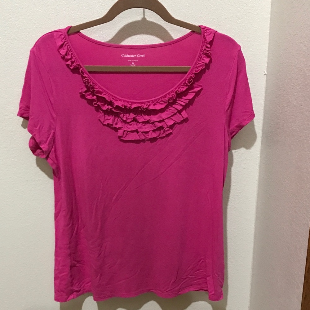 Coldwater Creek Ruffle Neck T
