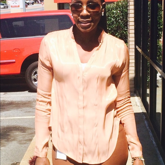 SOLD! Shimmering button down silk blouse . SM - Picture 2 of 2