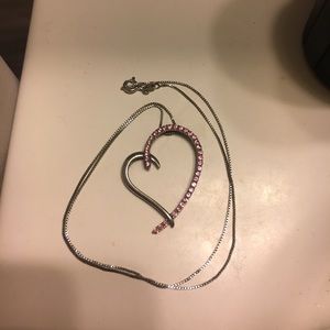 Heart shaped pink diamond necklace