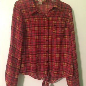 Red button down shirt