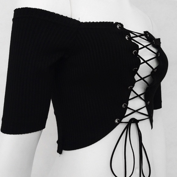 Laced Up casual beach top☀️ BLACK - Picture 5 of 5