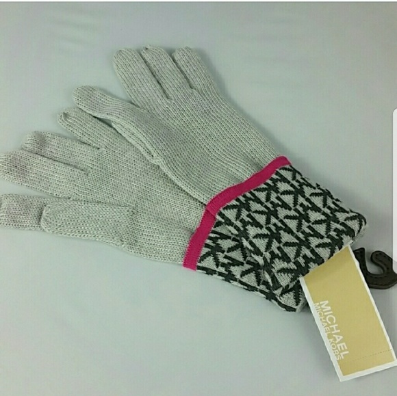 🔴LAST 1🔴MICHAEL KORS GLOVES/MITTENS PiNK/GRY - Picture 2 of 4