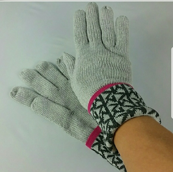 🔴LAST 1🔴MICHAEL KORS GLOVES/MITTENS PiNK/GRY - Picture 3 of 4