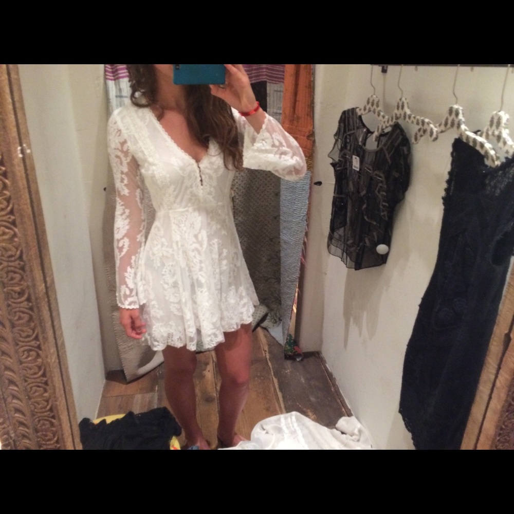 White Lace Free People Long sleeve dress