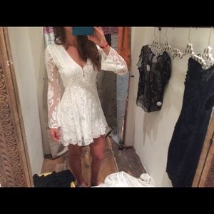 White Lace Free People Long sleeve dress