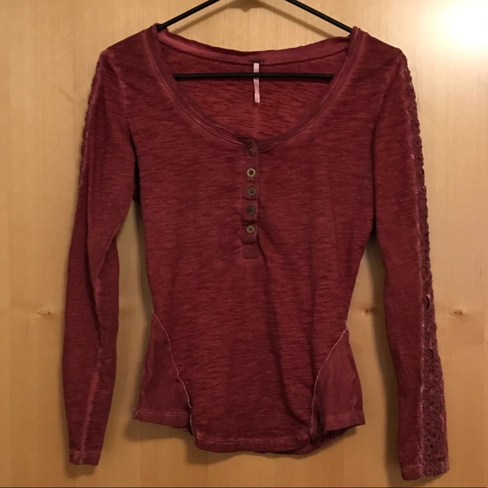 Red long sleeve Free People layering tee