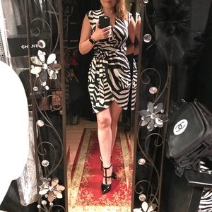 Wrap black and white dress