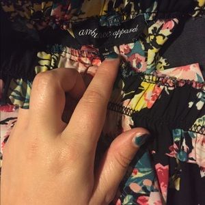 Black skirt with flowers, silky feeling