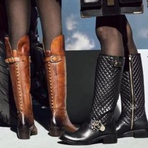 Vince Camuto quilted tall leather black boots